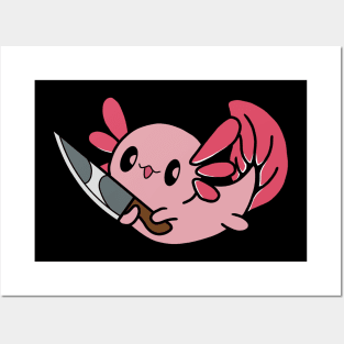 Axolotl with knife! Posters and Art